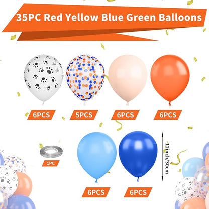 Blue and Orange Balloons, Dog Paw Print Balloons 12 inch Light Blue Balloon - Image 2