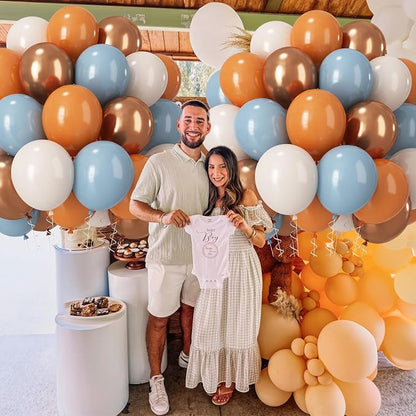Orange and Blue Balloons, Retro Burnt Orange terracotta Dusty Blue White - Image 5