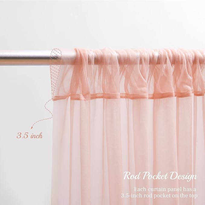 10x8ft Peach Tulle Backdrop Curtain - Image 4