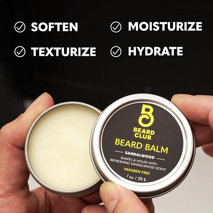 The Beard Club Beard Growth Kit - Derma Roller, Beard Growth Oil, Sandalwood Balm, Comb - Gift Set