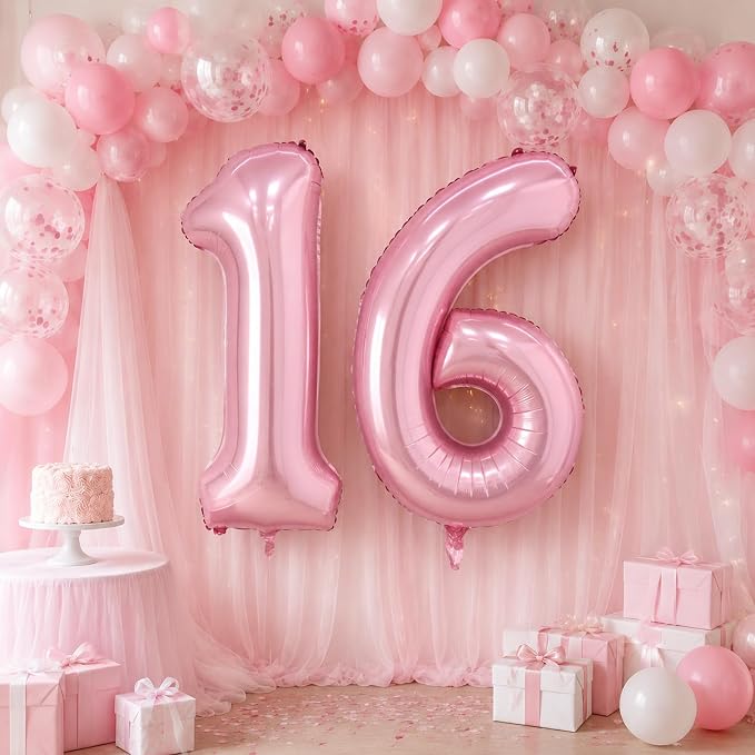 40 Inch Pink Number 6 Balloon, Giant Number Balloons, Birthday Decorations | - Image 5