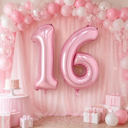 40 Inch Pink Number 6 Balloon, Giant Number Balloons, Birthday Decorations | - Image 5