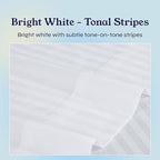 California Design Den Standard Queen Size Pillowcase Set - 400 Thread Count, 100% Cotton Sateen, Set of 2 Pillow Covers, Soft and Breathable - Striped Bright White