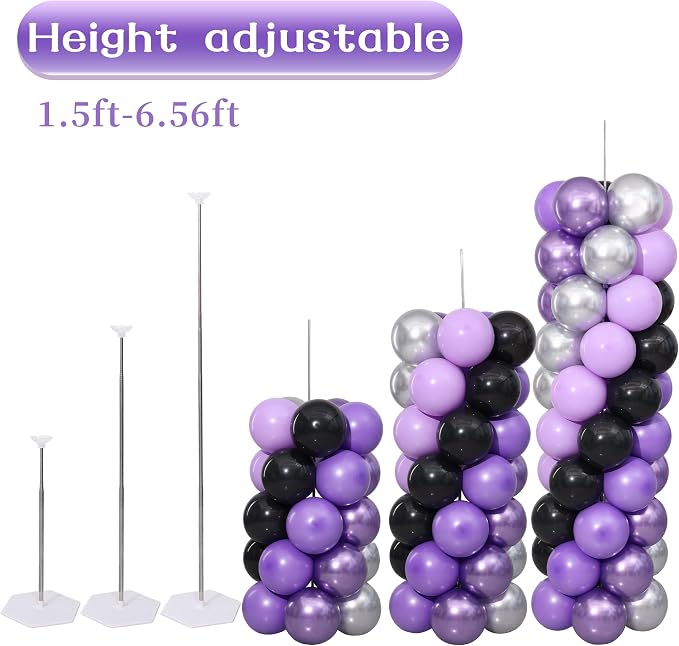 Purple and Black Silver Balloon Column Stand Kit Set of 2 - Image 4