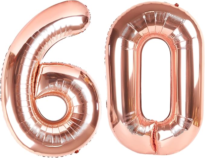 60 Balloons Number for 60th Birthday Decorations Women Men, Rose Gold | 40In by Mluchee