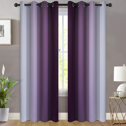 Yakamok Ombre Curtains Purple and Greyish White - Image 2