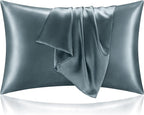 BEDELITE Satin Pillowcase for Hair and Skin, Super Soft and Cooling Similar to Silk Pillow Cases 2 Pack with Envelope Closure, Gift for Women Men(20"x36" King Size, Space Grey)