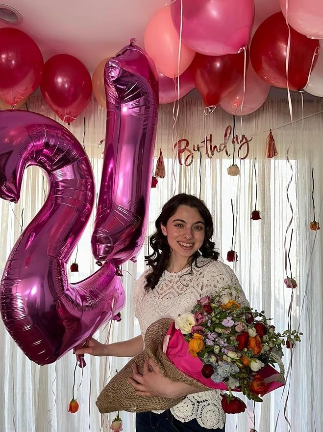 Rosy Purple Number 1 Balloon 40 inch, 1st Birthday Party Balloons Decoration | - Image 6