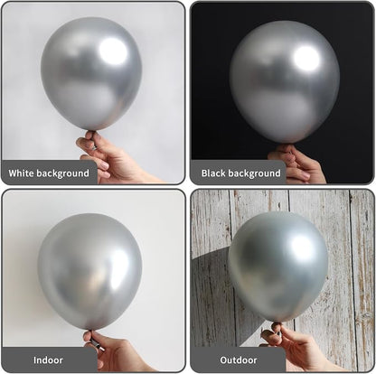 RUBFAC 87pcs Silver Balloons Latex Balloons Different Sizes 18 12 10 5 Inch - Image 6