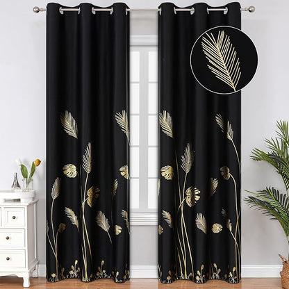 Black Blackout Curtains Energy Saving Light Blocking Curtains by ESTELARTEXTILER
