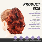 Auburn Ponytail Extension,9" Short Curly Wavy Claw Clip Pony tails Hair Extensions Natural Soft Synthetic Hairpiece for Women