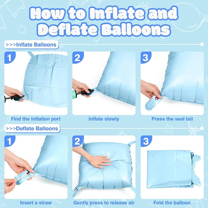 NISOCY 25PCS Pastel Blue Square Foil Balloons Wall Backdrop | Double Sided - Image 3