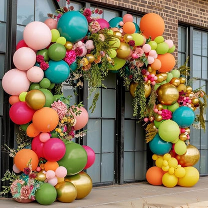 Tropical Balloons Arch Pink Green Orange Gold Balloons Pastel Yellow Teal - Image 7