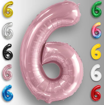 Pink Pearl Number Balloon 6 Mylar Foil Macaron Balloons 40 inch - Image 4