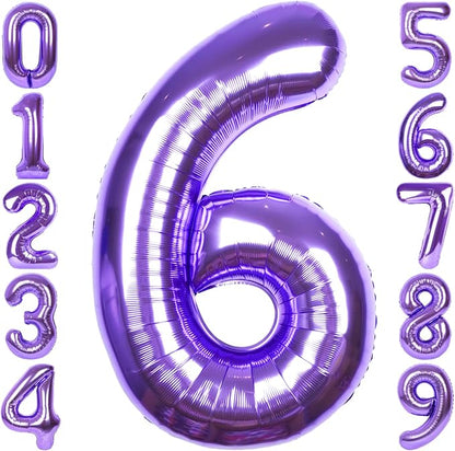 RainbowQ Purple 6 Balloon Number 40 Inch 0-40 Foil Large Balloons | Big Mylar 6 by RainbowQParty