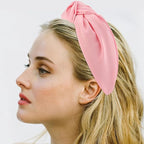VELSCRUN Headbands, 2 Pcs Wide Knotted Hairbands for Women in Pink and Red, Satin Hair Accessories for Washing Face, Hairbands for Women, Hairband Gifts for Women Gilrs