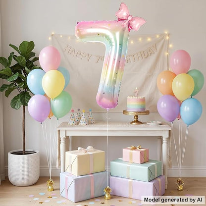40 Inch Rainbow Number 7 Balloon Giant Foil Mylar Birthday Party Decor | Giant - Image 3