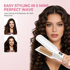 Curling Iron Hair Crimper Waver, 1/2 Inch Beach Waves Curling Wands, Ceramic 2 Barrels Deep Waver, Dual Voltage Hair Culer Tools with EU/UK Plug Adapter, 12 Temps, 30S Fast Heat up, Auto-Off (White)