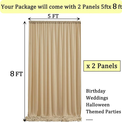 10ft x 8ft Wrinkle Free Champagne Backdrop Curtains - Image 6