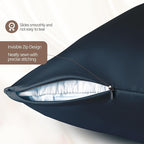 Set of 2 100% Mulberry Silk Pillow Cases - 6A Luxury Silk Pillowcase for Hair and Skin – Anti-Wrinkle, Cooling & Smooth, Hidden Zipper – Pillowcases for Sleeping Women Girl, Boy (Navy, Standard)