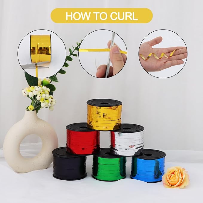 TONIFUL Metallic Primary Colors Curling Ribbon Balloon String - Image 3