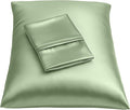 BLISSFORD Satin Pillowcase with Zipper, for Hair and Skin Care, Feels Soft and Cool Like a Silk Pillowcase, Satin Pillow Cases 2 Pack, Slik Pillow Cover, Sage Green - Queen Size - Set of 2