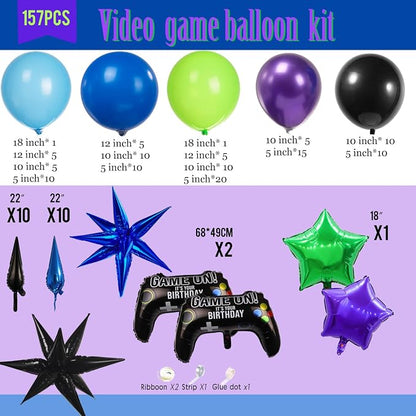 Video game Themed blue and green chrome purple balloon garland arch kit 140+pcs - Image 6