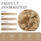 Large Messy Bun Hair Piece Curly Synthetic Extensions Scrunchies Fake Chignon Updo Hairpieces for Women Blonde Highlights