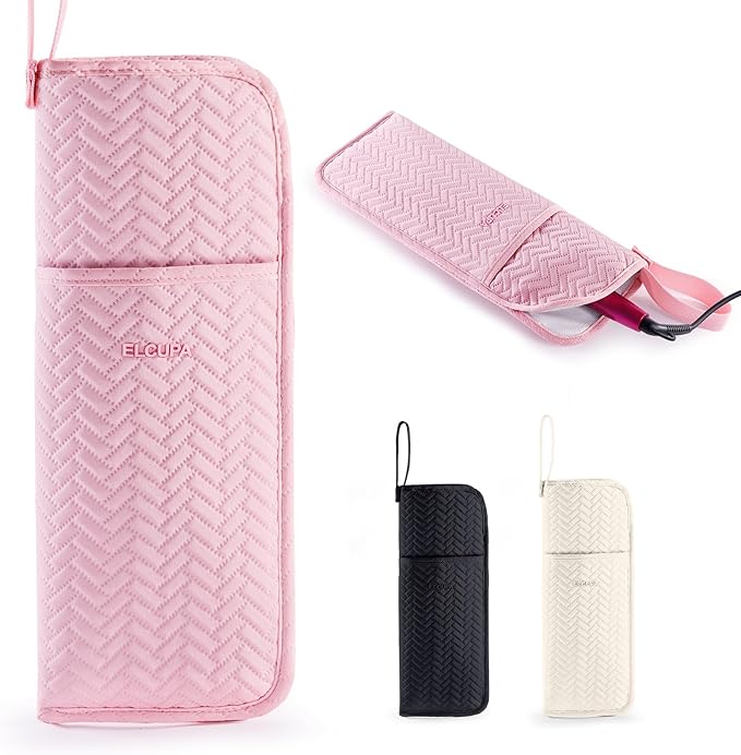 Hair Tools Travel Bag, Heat Resistant Curling Iron Holder & Flat Iron Case, Hot Tools Organizer Pouch for Hair Straightener, Hair Dryer, Crimper & Styling Accessories, Travel Makeup Bag