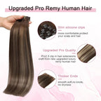 Pro2.0 Remy Real Human Hair Extensions Clip ins 120g Thick 7pcs #4/27/4 Chocolate Brown to Caramel Blonde Remy Clip in Hair Extensions Real Human Hair 16inch Double Weft（#4/27/4-16inch）