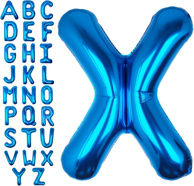 40 Inch Blue Letter X Balloon Big Foil Helium Letter Balloons A-Z | Giant Large by SULALABOO