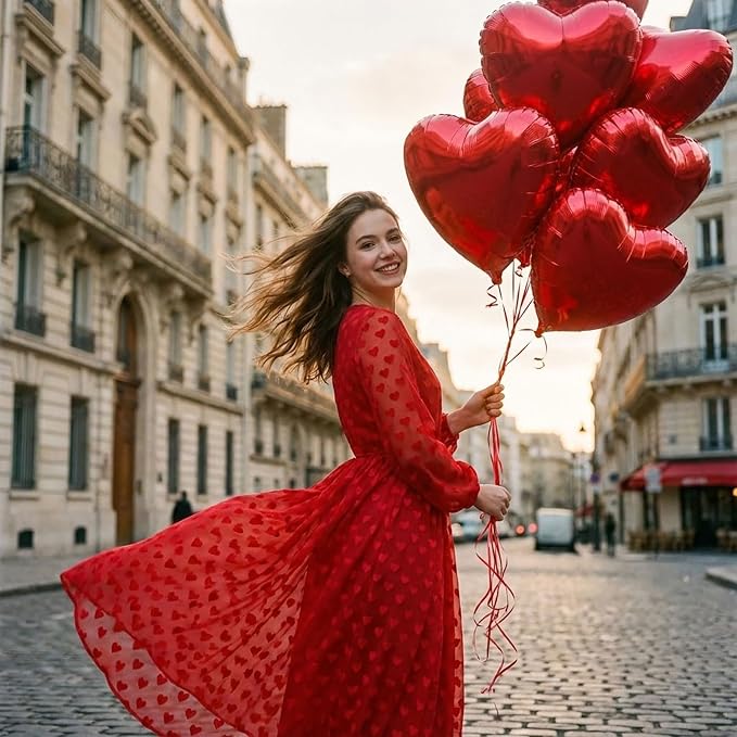 I Love You Balloons red gold balloon heart Little Bear mylar balloons red rose - Image 4
