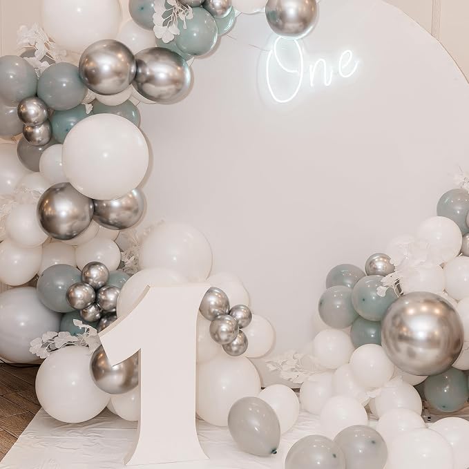 RUBFAC Silver Balloons Different Sizes 129pcs Metallic Balloon Arch Kit | - Image 5