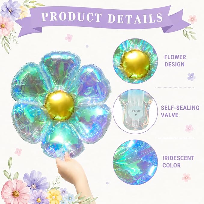 Iridescent Daisy Balloons, Baby Shower, Bridal Shower and Spring Party - Image 3