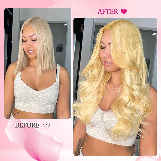Clip in Hair Extensions Real Human Hair, Blonde 22inch 8pcs 120g Remy Kinky Clip in Hair Extensions, Clip Ins Human Hair for Women Straight Natural Human Hair Easy Application