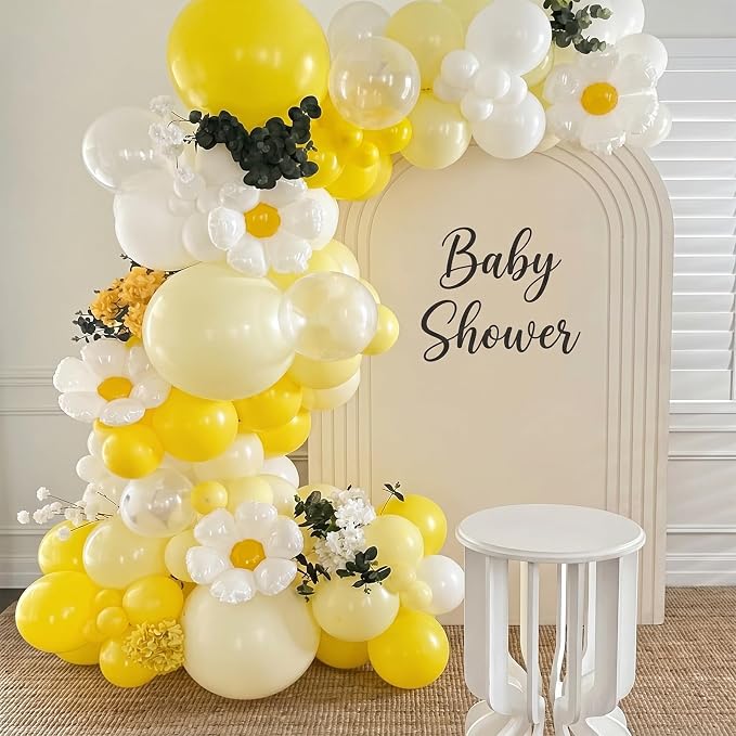 Yellow and White Balloons, 12 Inch Pastel Light Yellow Ivory White and Clear - Image 3