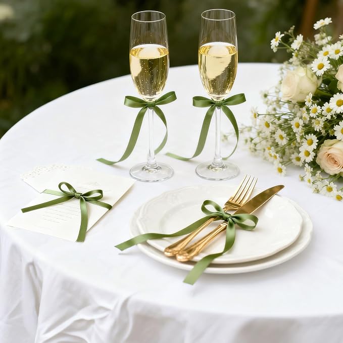 KINGLAKE Olive Green Satin Ribbon - Image 6