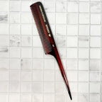 #41 Handmade Wide Tooth Rat Tail Comb Tortoise Havana Acetate Thick Coarse Curly Detangling Parting Grooming Teasing Hair Styling Hairdresser Barber Hairdressing Wet Dry Pocket Women Men Kids