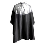Professional Salon Cape Polyester Haircut Apron Shampoo & Chemical Resistant Haircut Cape,54”x62”,Silver & Black,C007011C-S