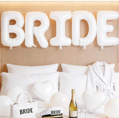 40inch White BRIDE Letter Balloons, Giant White Bride Foil Helium Balloon Banner - Image 3
