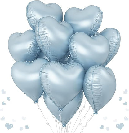 Baby Blue Heart Foil Balloons, 18Inch Large Heart Polyester Film Balloon by TAOYE