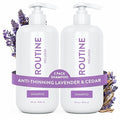 Routine Wellness Anti-Thinning Shampoo for Thinning Hair - Biotin DHT Blocker Women & Men - Color Safe Shampoo for Hair Loss & Healthy Hair - Lavender & Cedar 14oz (Pack of 2)