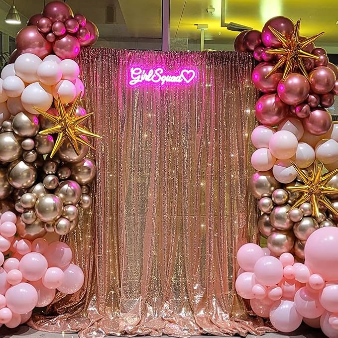 Poise3EHome Rose Gold Sequin Backdrop, 8FT x 10FT Sequin Photography Backdrop - Image 3