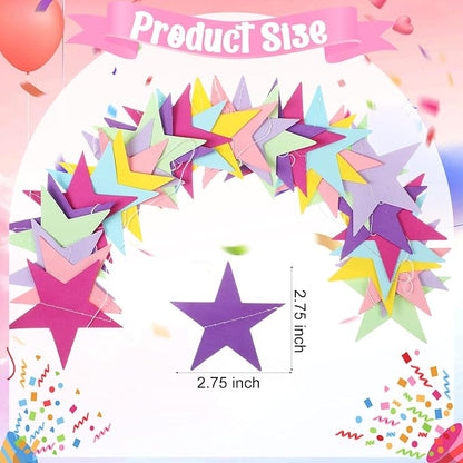 Spakon 65 Feet Glitter Star Paper Garland Banner Hanging Decoration Star - Image 3