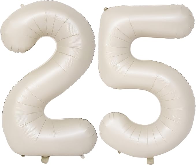 40 In Cream white Number Balloons Helium Foil Mylar Balloon Digital 25 | by Exquisitehighqualitypartydecorationstomeetyoureveryneed%EF%BC%81