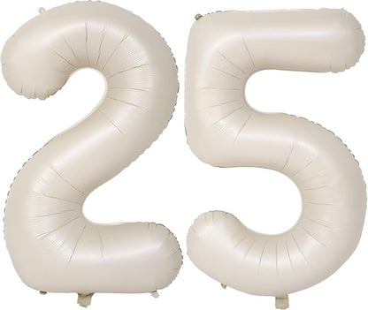 40 In Cream white Number Balloons Helium Foil Mylar Balloon Digital 25 | by Exquisitehighqualitypartydecorationstomeetyoureveryneed%EF%BC%81