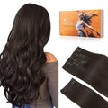 DOORES Human Hair Extensions Clip in, Dark Brown 150g 9pcs 16 Inch, Hair Extensions Real Human Hair Clip ins Remy Clip in Hair Extensions Human Hair Natural Straight Thick Hair