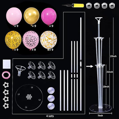 4 Sets Hot Pink Cheetah Print Balloons Stand Kit - Image 2