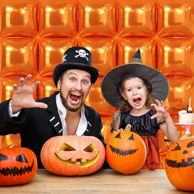 NISOCY 25PCS Metallic Orange Square Foil Balloons Wall Backdrop | Double Sided - Image 5