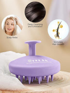 HEETA Scalp Massager Hair Growth, Scalp Scrubber with Soft Bristles, Integrated Silicone Design, Exfoliator for Dandruff Removal & Relaxation, Shampoo Brush Fit Wet Dry Hair Use, Light Purple